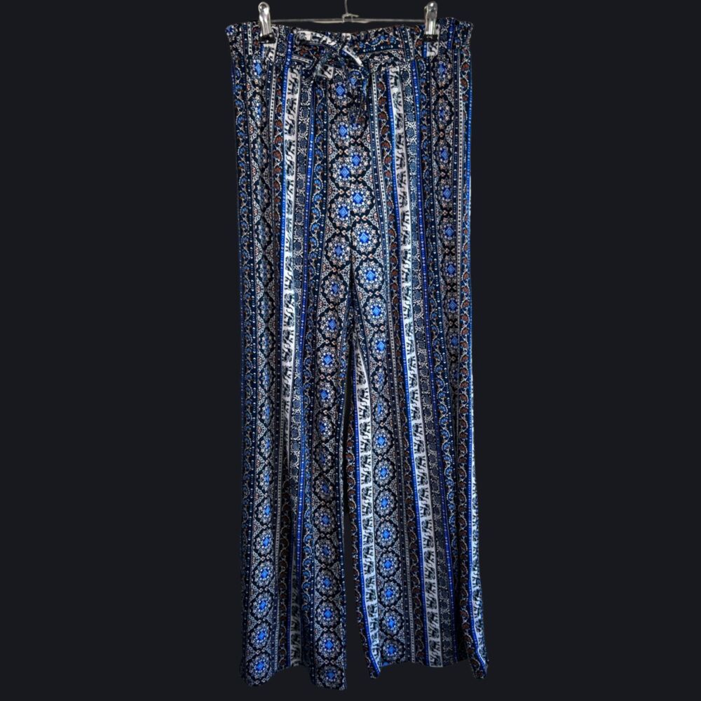 Set of 2 Wide Leg Flowy Boho Summer Pull On Pants